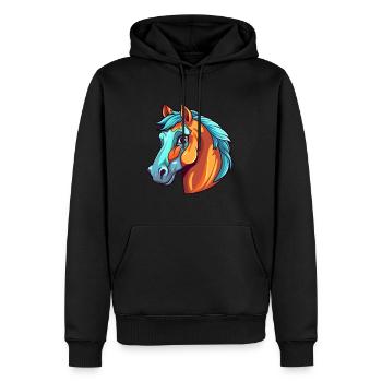 Pferd buntes Aquarell Karikatur Kawaii Tier - Männer Premium Bio Hoodie - Schwarz - Vorne - Nico (187cm)