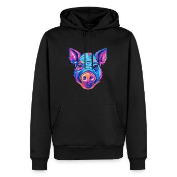Cochon Aquarelle Colorée Dessin Animé Kawaii Animal - Sweat à capuche Premium bio Homme - noir - Devant - Nico (187cm)