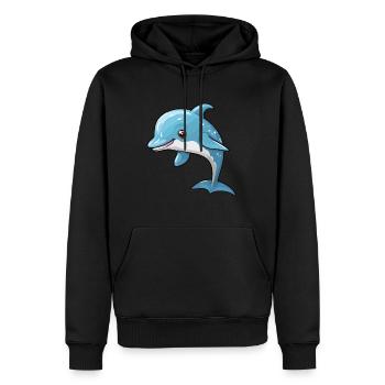 Delfin niedliche Karikatur Kawaii Aquarell Tier Haustier - Männer Premium Bio Hoodie - Schwarz - Vorne - Nico (187cm)