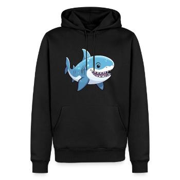 Requin mignon dessin animé kawaii aquarelle Animal de compagnie - Sweat à capuche Premium bio Homme - noir - Devant - Nico (187cm)