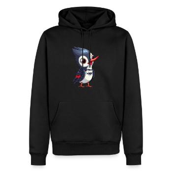 Pic mignon dessin animé kawaii aquarelle Animal P - Sweat à capuche Premium bio Homme - noir - Devant - Nico (187cm)