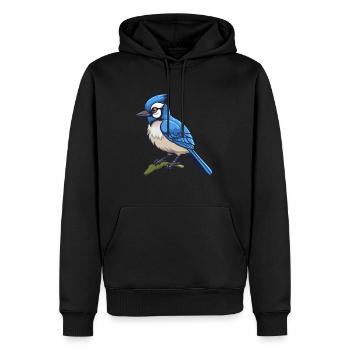 Blauer Eichelhäher Vogel Niedliche Karikatur Kawaii Aquarell Anima - Männer Premium Bio Hoodie - Schwarz - Vorne - Nico (187cm)