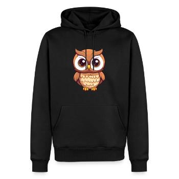 Hibou mignon dessin animé kawaii aquarelle animal de compagnie - Sweat à capuche Premium bio Homme - noir - Devant - Nico (187cm)