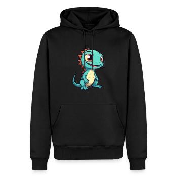 Eidechse Niedliche Karikatur Kawaii Aquarell Tier Haustier - Männer Premium Bio Hoodie - Schwarz - Vorne - Nico (187cm)