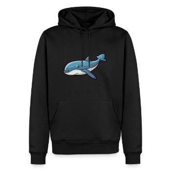 Wal Niedliche Karikatur Kawaii Aquarell Tier Haustier - Männer Premium Bio Hoodie - Schwarz - Vorne - Nico (187cm)