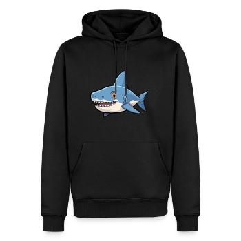 Requin mignon dessin animé kawaii aquarelle Animal de compagnie - Sweat à capuche Premium bio Homme - noir - Devant - Nico (187cm)