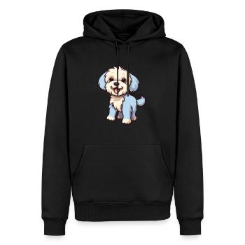 Hund niedliche Karikatur Kawaii Aquarell Tier Haustier - Männer Premium Bio Hoodie - Schwarz - Vorne - Nico (187cm)