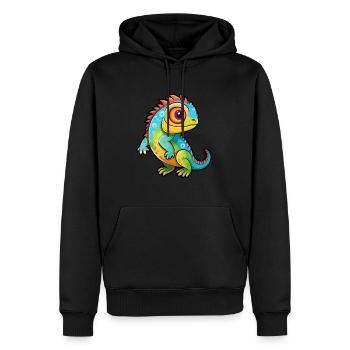 Iguane Mignon Dessin Animé Kawaii Aquarelle Animal De Compagnie - Sweat à capuche Premium bio Homme - noir - Devant - Nico (187cm)