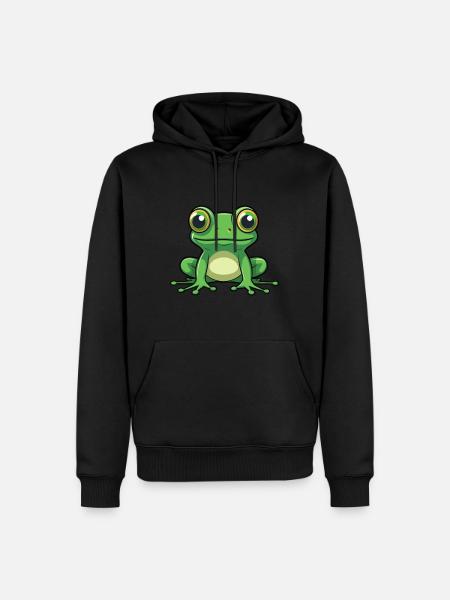 Frog Cute Cartoon Kawaii Watercolor Animal Pet - Men’s Premium Organic Hoodie - black