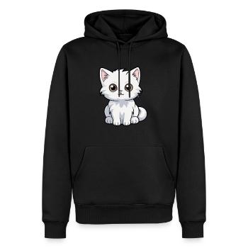 Katze niedliche Karikatur Kawaii Aquarell Tier Haustier - Männer Premium Bio Hoodie - Schwarz - Vorne - Nico (187cm)