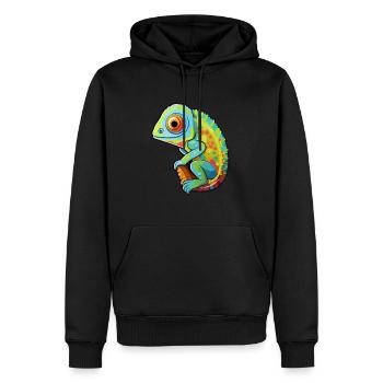 Chameleon Cute Cartoon Kawaii Watercolor Animal Pe - Men’s Premium Organic Hoodie - black - Front - Nico (187cm)