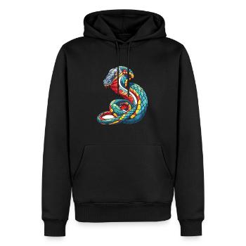 Schlange bunte Aquarell-Karikatur Kawaii-Tier - Männer Premium Bio Hoodie - Schwarz - Vorne - Nico (187cm)