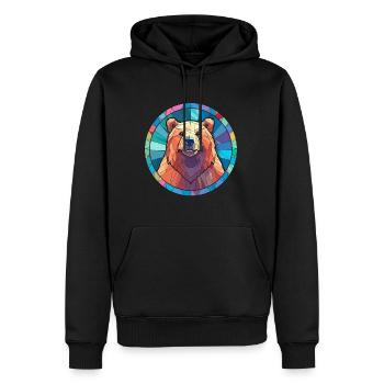 Ours vitrail coloré dessin animé Kawaii Animal - Sweat à capuche Premium bio Homme - noir - Devant - Nico (187cm)