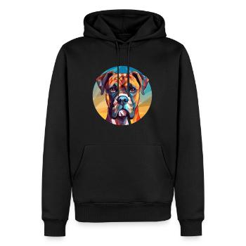 Boxer Hund Buntes Glas Bunte Karikatur Kawaii An - Männer Premium Bio Hoodie - Schwarz - Vorne - Nico (187cm)