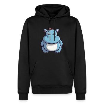 Nilpferd Niedliche Karikatur Kawaii Aquarell Tier Haustier - Männer Premium Bio Hoodie - Schwarz - Vorne - Nico (187cm)