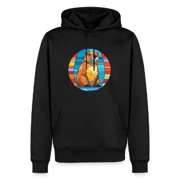 Biber Buntglas Bunte Karikatur Kawaii Anima - Männer Premium Bio Hoodie - Schwarz - Vorne - Nico (187cm)