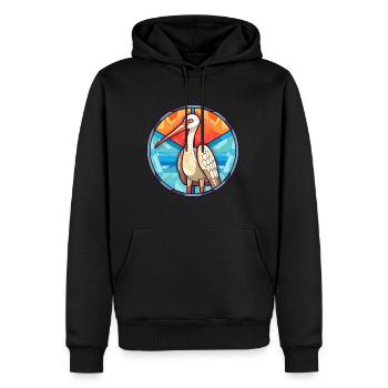 Kranich-Buntglas-Cartoon-Kawaii-Tier - Männer Premium Bio Hoodie - Schwarz - Vorne - Nico (187cm)