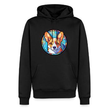 Corgi Hund Buntes Glas Bunte Karikatur Kawaii An - Männer Premium Bio Hoodie - Schwarz - Vorne - Nico (187cm)