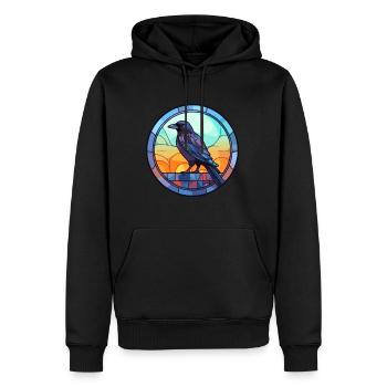 Krähe Buntglas Bunte Karikatur Kawaii Tier - Männer Premium Bio Hoodie - Schwarz - Vorne - Nico (187cm)