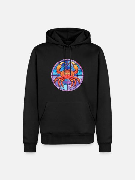 Krabben-Buntglas-Cartoon-Kawaii-Tier - Männer Premium Bio Hoodie - Schwarz