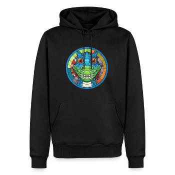 Crocodile vitrail coloré dessin animé Kawaii An - Sweat à capuche Premium bio Homme - noir - Devant - Nico (187cm)