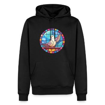 Taube Buntglas bunte Karikatur Kawaii Tier - Männer Premium Bio Hoodie - Schwarz - Vorne - Nico (187cm)