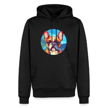 Französische Bulldogge Hund Bunte Karikatur aus Glas - Männer Premium Bio Hoodie - Schwarz - Vorne - Nico (187cm)