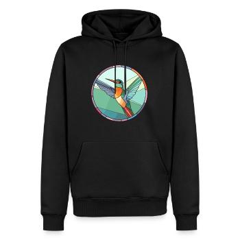 Colibri vitrail coloré dessin animé Kawaii - Sweat à capuche Premium bio Homme - noir - Devant - Nico (187cm)