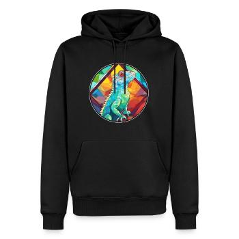 Leguan Buntglas Bunte Karikatur Kawaii Anima - Männer Premium Bio Hoodie - Schwarz - Vorne - Nico (187cm)
