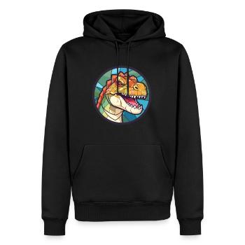 Dinosaure vitrail coloré dessin animé Kawaii Ani - Sweat à capuche Premium bio Homme - noir - Devant - Nico (187cm)
