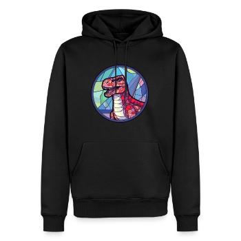 Dinosaure vitrail coloré dessin animé Kawaii Ani - Sweat à capuche Premium bio Homme - noir - Devant - Nico (187cm)