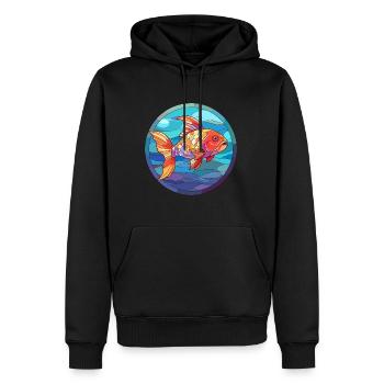 Poisson vitrail coloré dessin animé kawaii animal - Sweat à capuche Premium bio Homme - noir - Devant - Nico (187cm)