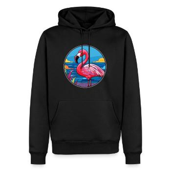 Flamingo Buntes Glas Bunte Karikatur Kawaii Ani - Männer Premium Bio Hoodie - Schwarz - Vorne - Nico (187cm)
