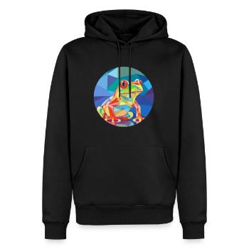Grenouille vitrail coloré dessin animé Kawaii Animal - Sweat à capuche Premium bio Homme - noir - Devant - Nico (187cm)
