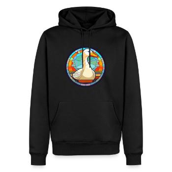 Gänse-Buntglas-Cartoon-Kawaii-Tier - Männer Premium Bio Hoodie - Schwarz - Vorne - Nico (187cm)