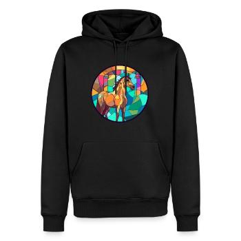 Pferd Bunte Karikatur Kawaii Tier - Männer Premium Bio Hoodie - Schwarz - Vorne - Nico (187cm)