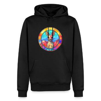 Kangourou vitrail coloré dessin animé Kawaii Ani - Sweat à capuche Premium bio Homme - noir - Devant - Nico (187cm)