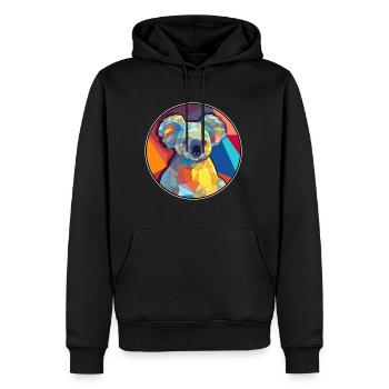 Koala Buntglas Bunte Karikatur Kawaii Tier - Männer Premium Bio Hoodie - Schwarz - Vorne - Nico (187cm)