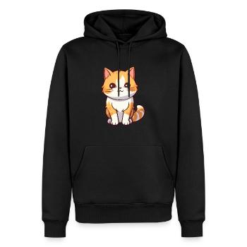 Katze niedliche Karikatur Kawaii Aquarell Tier Haustier - Männer Premium Bio Hoodie - Schwarz - Vorne - Nico (187cm)