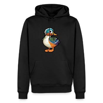 Mandarinente niedliche Karikatur Kawaii Aquarell Anima - Männer Premium Bio Hoodie - Schwarz - Vorne - Nico (187cm)
