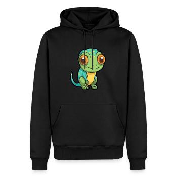 Caméléon Mignon Dessin Animé Kawaii Aquarelle Animal Pe - Sweat à capuche Premium bio Homme - noir - Devant - Nico (187cm)