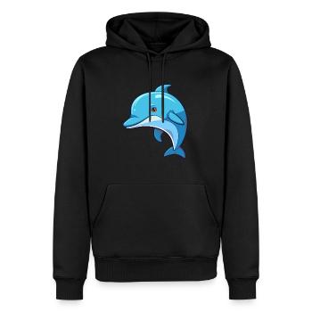 Delfin niedliche Karikatur Kawaii Aquarell Tier Haustier - Männer Premium Bio Hoodie - Schwarz - Vorne - Nico (187cm)