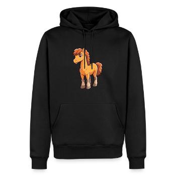 Pferd niedliche Karikatur Kawaii Aquarell Tier Haustier - Männer Premium Bio Hoodie - Schwarz - Vorne - Nico (187cm)