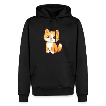 Chaton mignon dessin animé kawaii aquarelle Animal de compagnie - Sweat à capuche Premium bio Homme - noir - Devant - Nico (187cm)