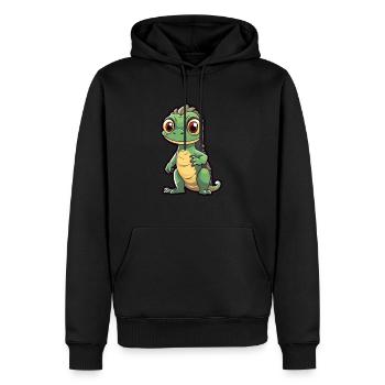 Iguane Mignon Dessin Animé Kawaii Aquarelle Animal De Compagnie - Sweat à capuche Premium bio Homme - noir - Devant - Nico (187cm)