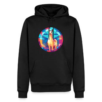 Lama Buntglas bunte Karikatur Kawaii Tier - Männer Premium Bio Hoodie - Schwarz - Vorne - Nico (187cm)