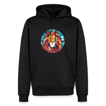 Lion vitrail coloré dessin animé Kawaii Animal - Sweat à capuche Premium bio Homme - noir - Devant - Nico (187cm)