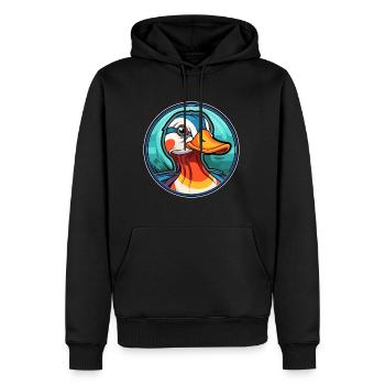 Canard mandarin vitrail coloré Cartoon Kawai - Sweat à capuche Premium bio Homme - noir - Devant - Nico (187cm)