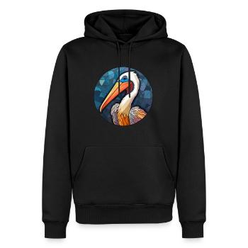 Pélican vitrail coloré dessin animé Kawaii Anim - Sweat à capuche Premium bio Homme - noir - Devant - Nico (187cm)