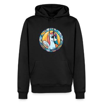 Ponny Stained Glass Colorful Cartoon Kawaii Animal - Men’s Premium Organic Hoodie - black - Front - Nico (187cm)